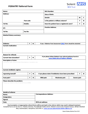 Podiatry Referral Form