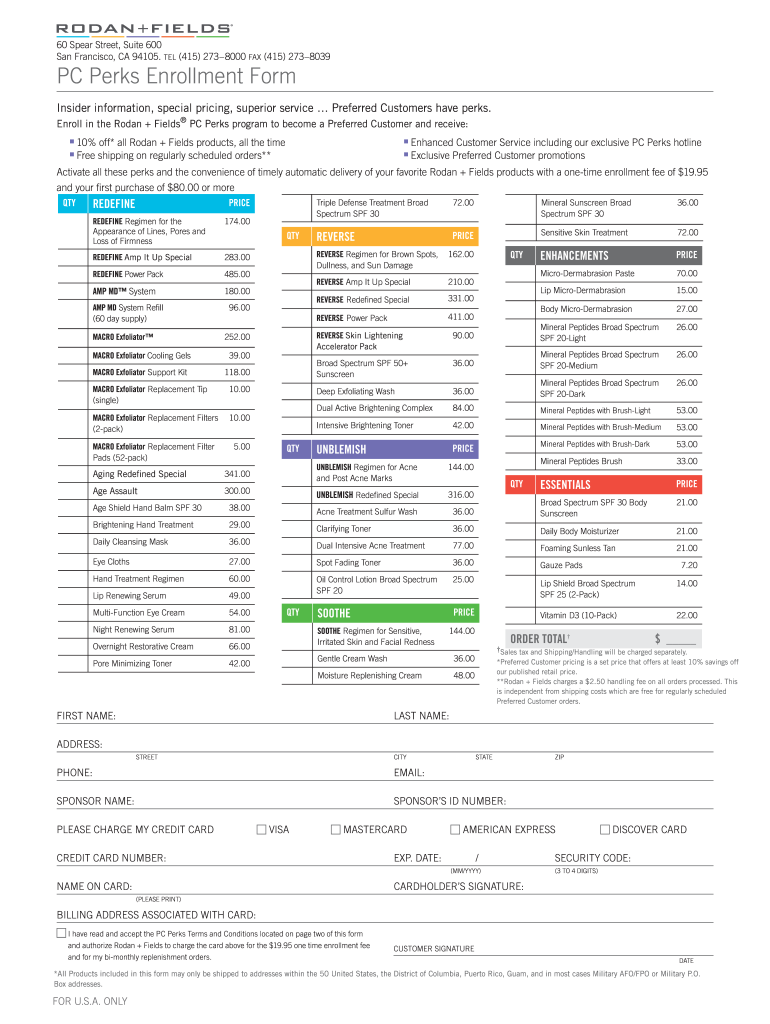 Rodan and Fields Tax Form