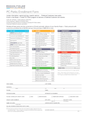 PC Perks Enrollment Form 102212 Rodan Fields