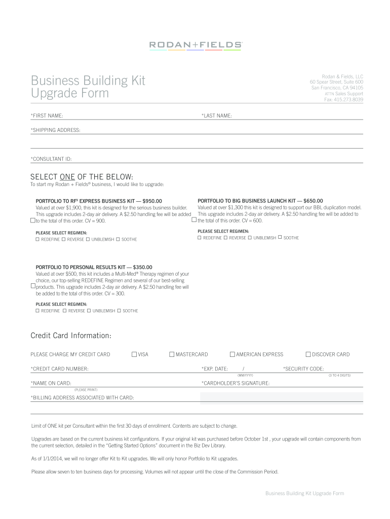 Get and Sign Rodan and Fields Business Kits Australia  Form