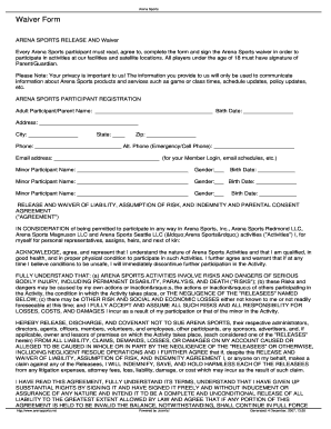 Arena Sports Waiver  Form