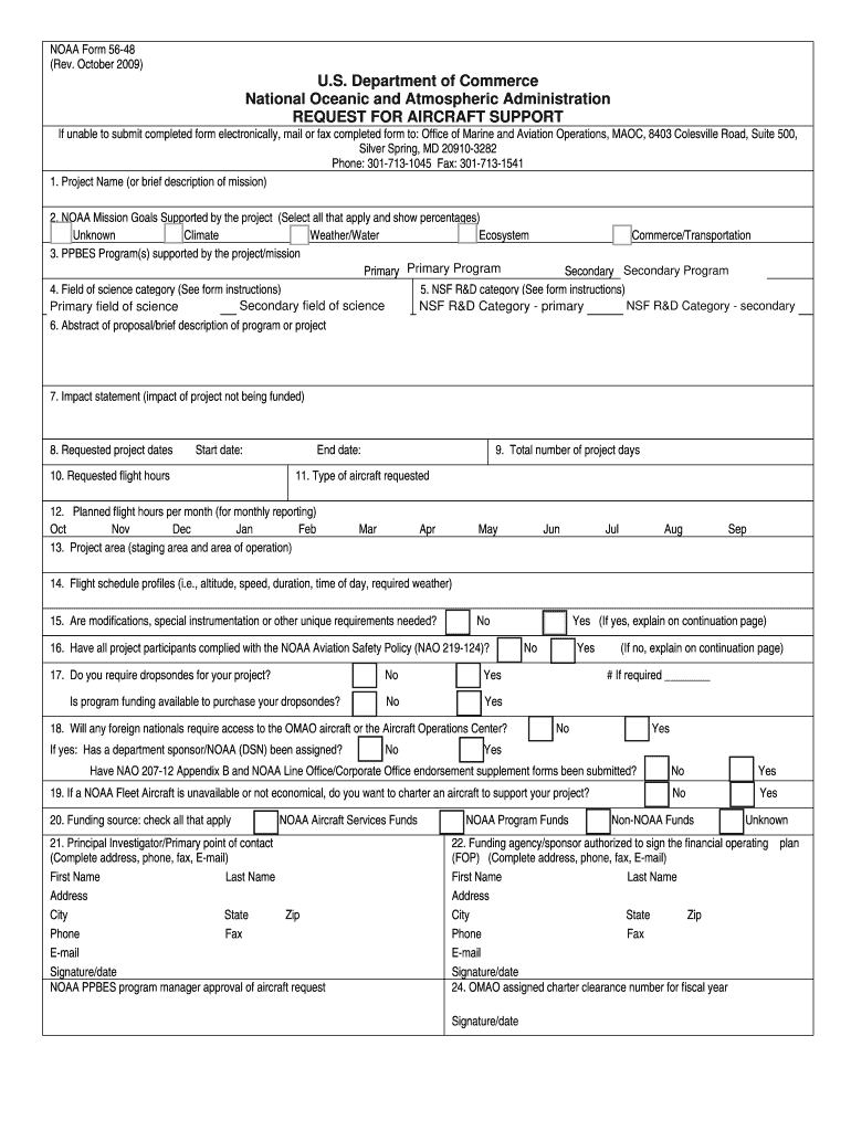  NOAA Form 56 48 Rev October US Department of 2009-2024