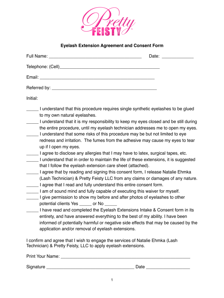 Eyelash Consent Form Feisty Lashes Fill Out and Sign Printable PDF