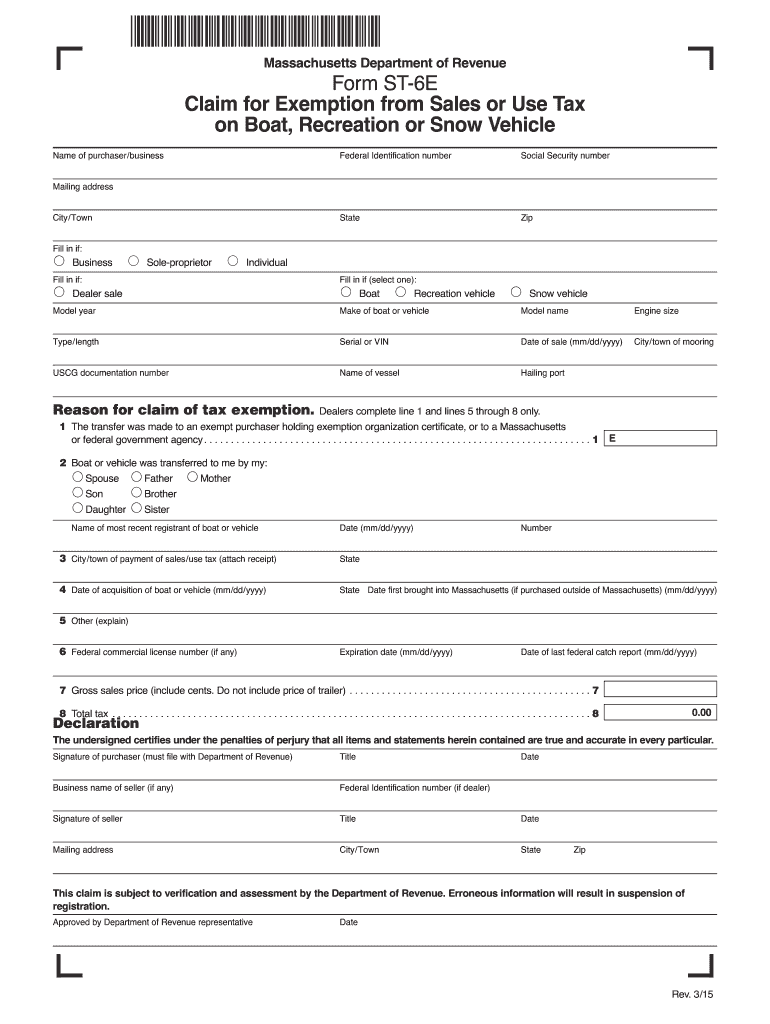  Filling Out Massachusetts Tax Form St 6e 2015-2023
