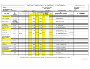 School Lunch Production Record Template  Form
