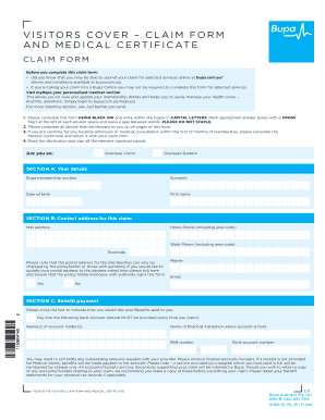 Bupa Medical Certificate  Form