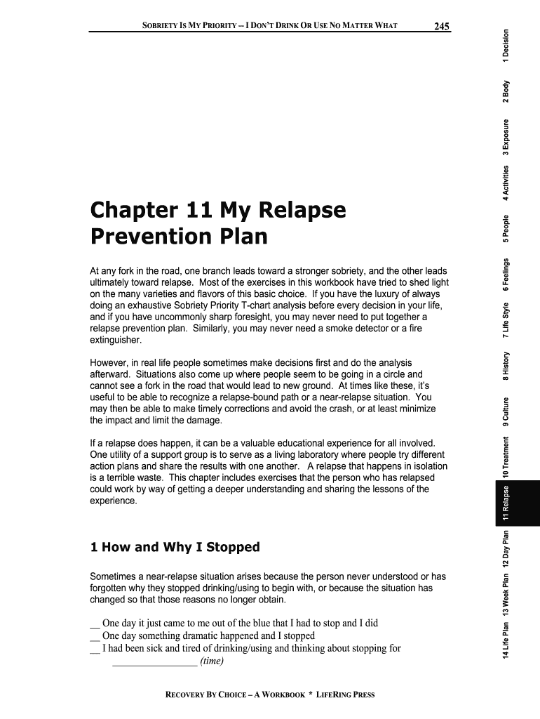 Template for Relapse Prevention Plan  Form