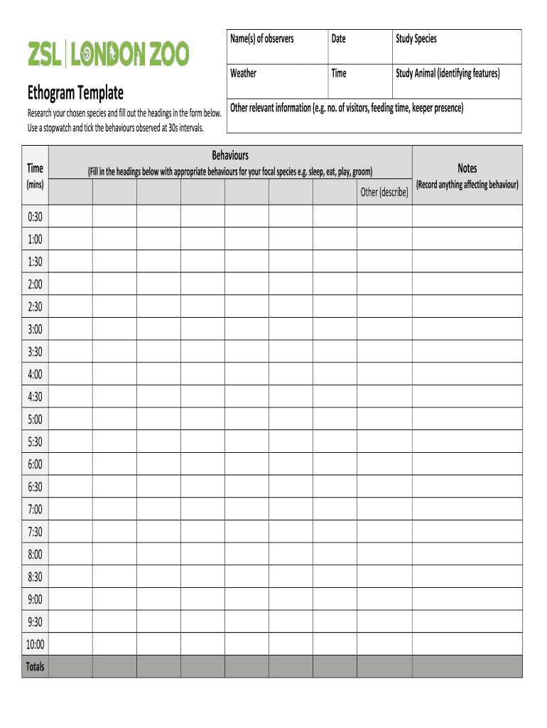 Ethogram Template  Form