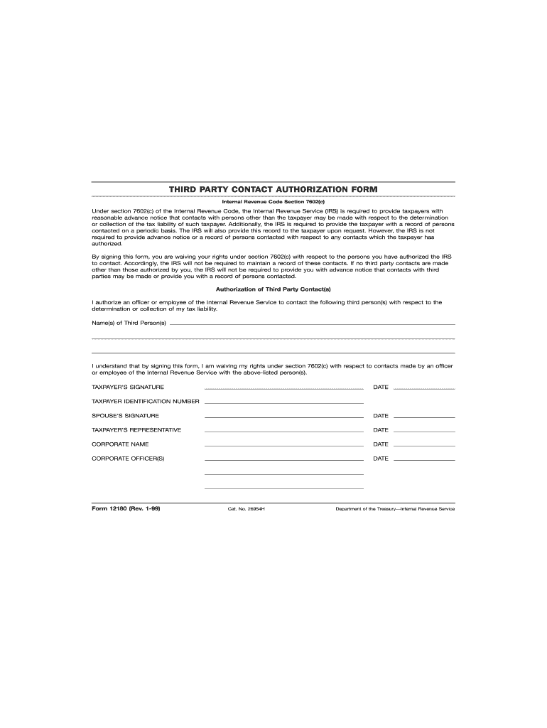  Form 12180 1999-2024