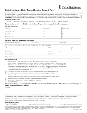 Uhc Reconsideration Form Fillable