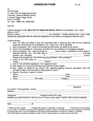 Nagarvala Day School 1st Standard Primary Section I Want to Fill the Form PDF