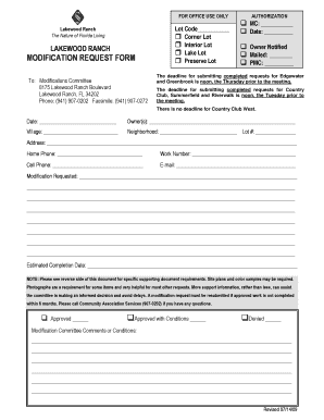 LAKEWOOD RANCH MODIFICATION REQUEST FORM PMC
