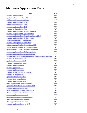 Medunsa Application Form