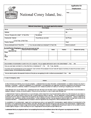Coney Island Application  Form