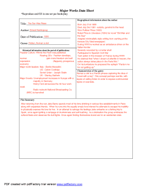 Major Works Data Sheet Example  Form