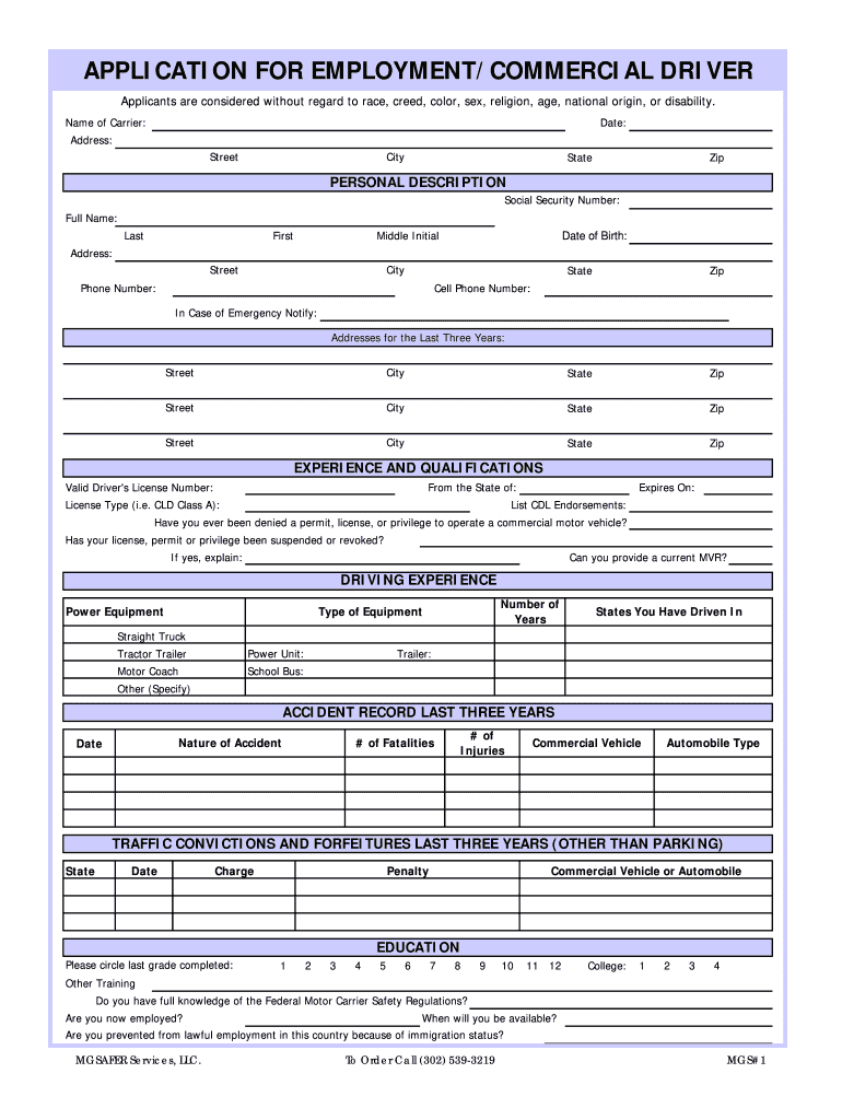 Get and Sign APPLICATION for EMPLOYMENTCOMMERCIAL DRIVER  Form