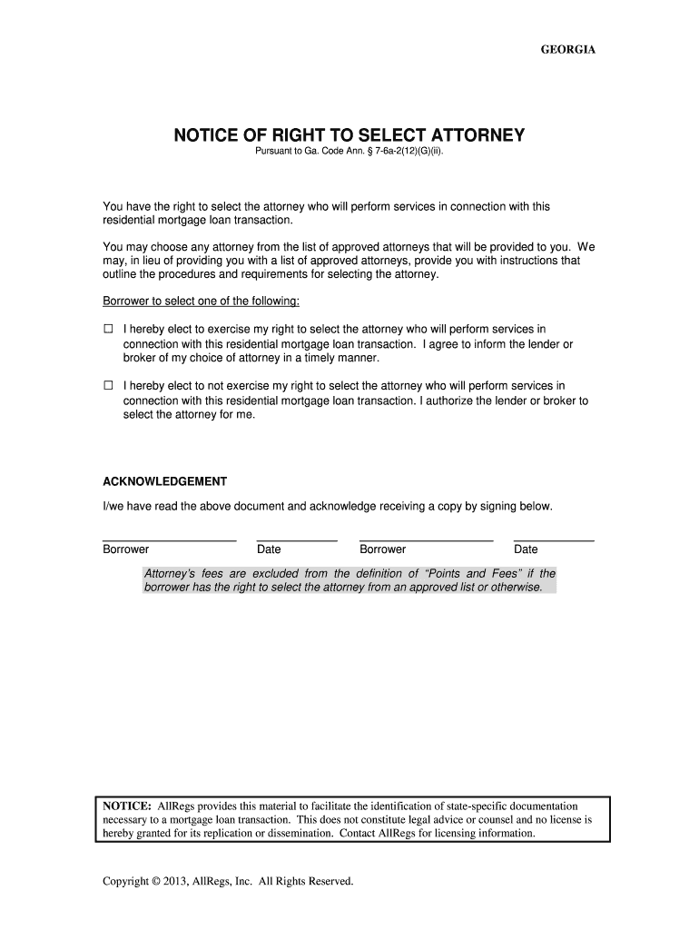 NOTICE of RIGHT to SELECT ATTORNEY LDWholesale  Form