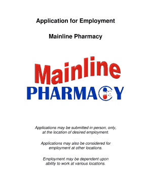 Application for Employment Mainline Pharmacy  Form