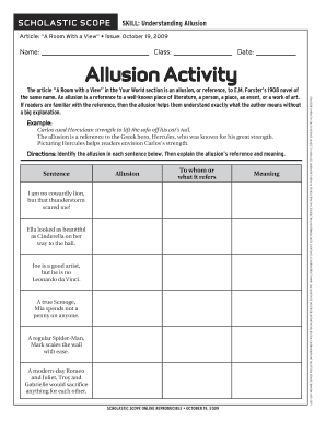 Allusion Activity  Form