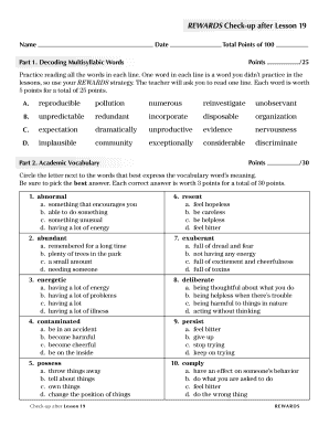 REWARDS Check Up After Lesson 19  Form