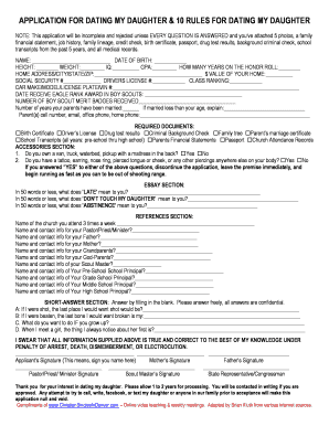 10 Rules for Dating My Daughter PDF  Form