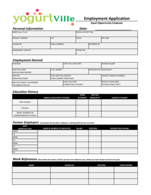 Yogurtville Application Form