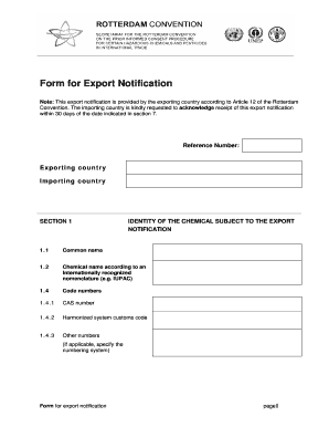 Export Notification Form Final Rotterdam Convention