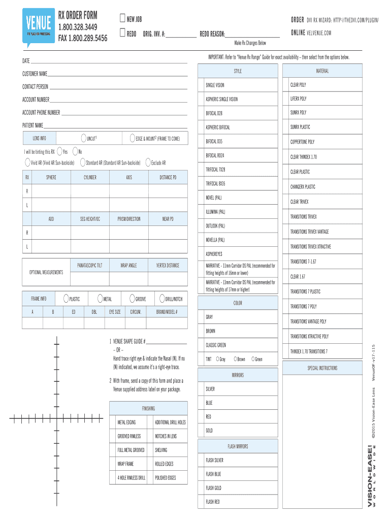 Venue Order Form