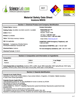 Acetone Msds  Form