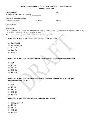 Brief Addiction Monitor Scoring  Form