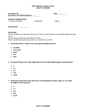 Brief Addiction Monitor PDF  Form