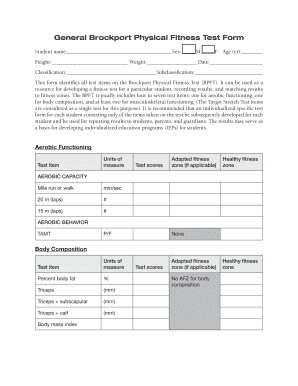 Brockport Physical Fitness Test PDF  Form