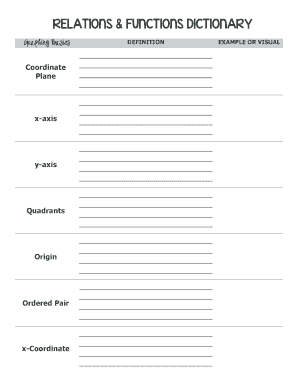 Relations and Functions Dictionary  Form