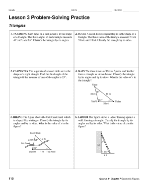 Lesson 3 Problem Solving Practice Triangles Answer Key  Form