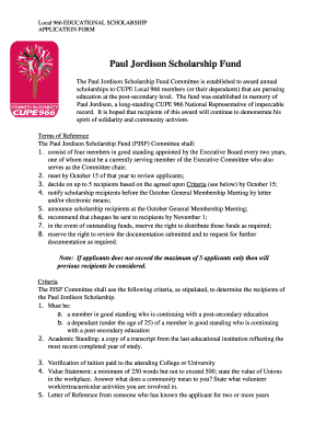 Paul Jordison Fund CUPE 966  Form