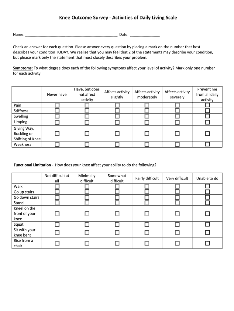 Knee Outcome Survey  Form