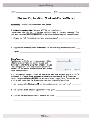 Coulomb&#039;s Law Gizmo Answers  Form