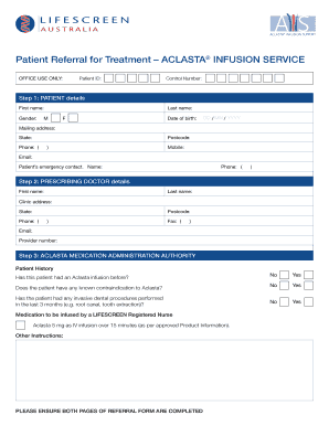 Aclasta Infusion Service  Form