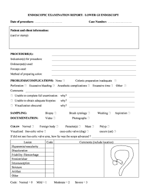 Endoscopy Report Sample  Form