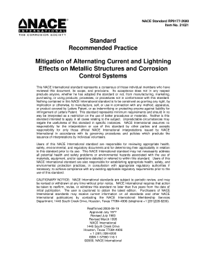 NACE Standard RP0177 NACE Standard RP0177 Mitigation of Alternating Current and Lightning Effects on Metallic Structures and Cor  Form