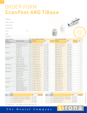 Sirona Tibase Chart  Form