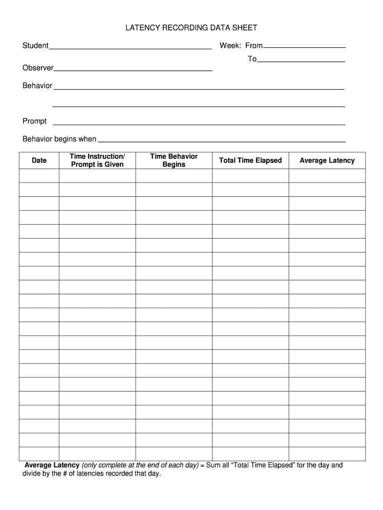 Latency Recording Sheet  Form