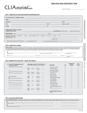 URINE INITIAL DRUG SCREEN RESULT FORM CLIA Waived