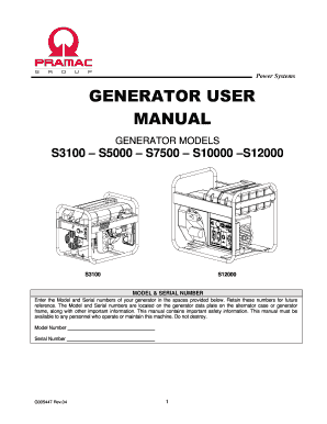 Pramac S12000 Manual  Form