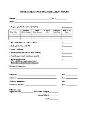 TICKET SALES CASH RECONCILIATION REPORT  Form