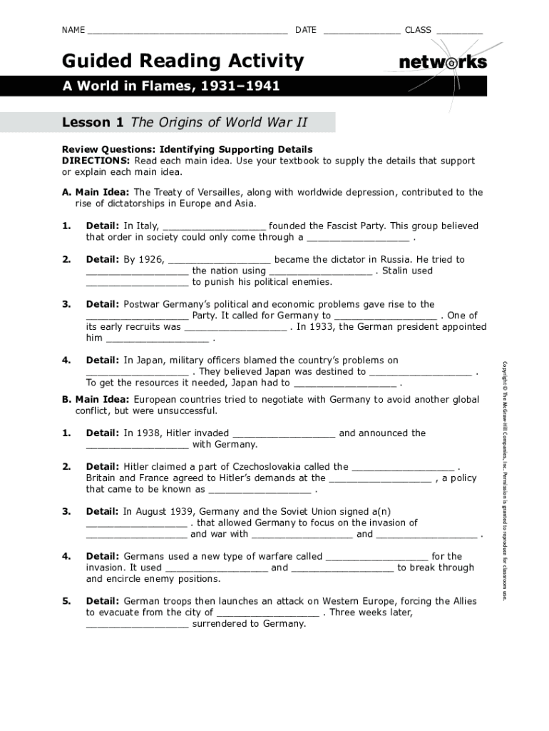 A World in Flames Lesson 1  Form