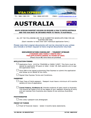 Australian Visit Visa Requirements  Form