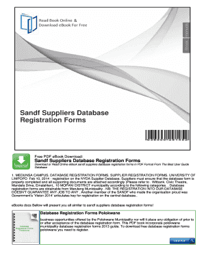 Sandf Supplier Database Registration Forms