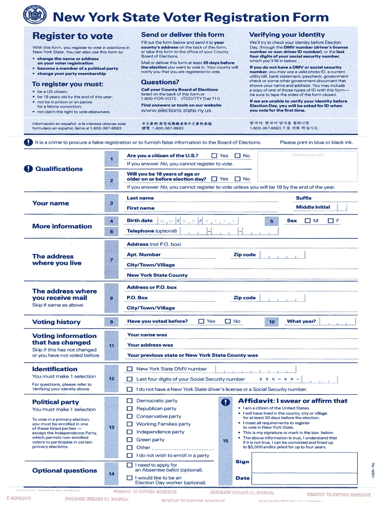 Nys Voter Registration Form