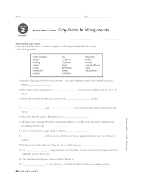 City States in Mesopotamia Answer Key  Form